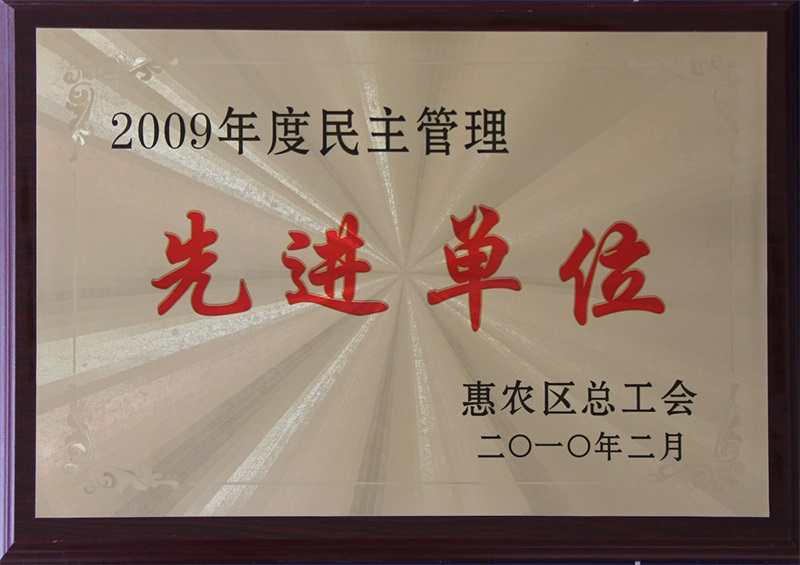 2009年度民主管理先進單位